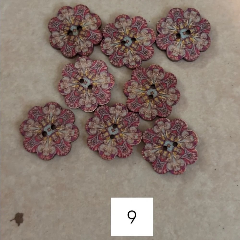 Mixed Floral Wood Buttons!